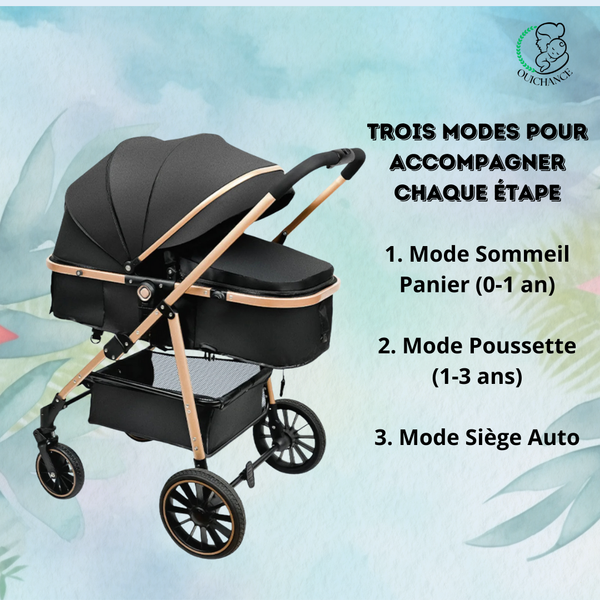 Poussette bébé 3 en 1 | Poussette Évolutive™